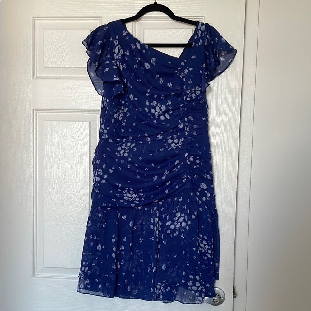 Dkny Blue Asymmetrical Sheath Dress with One Shoulder